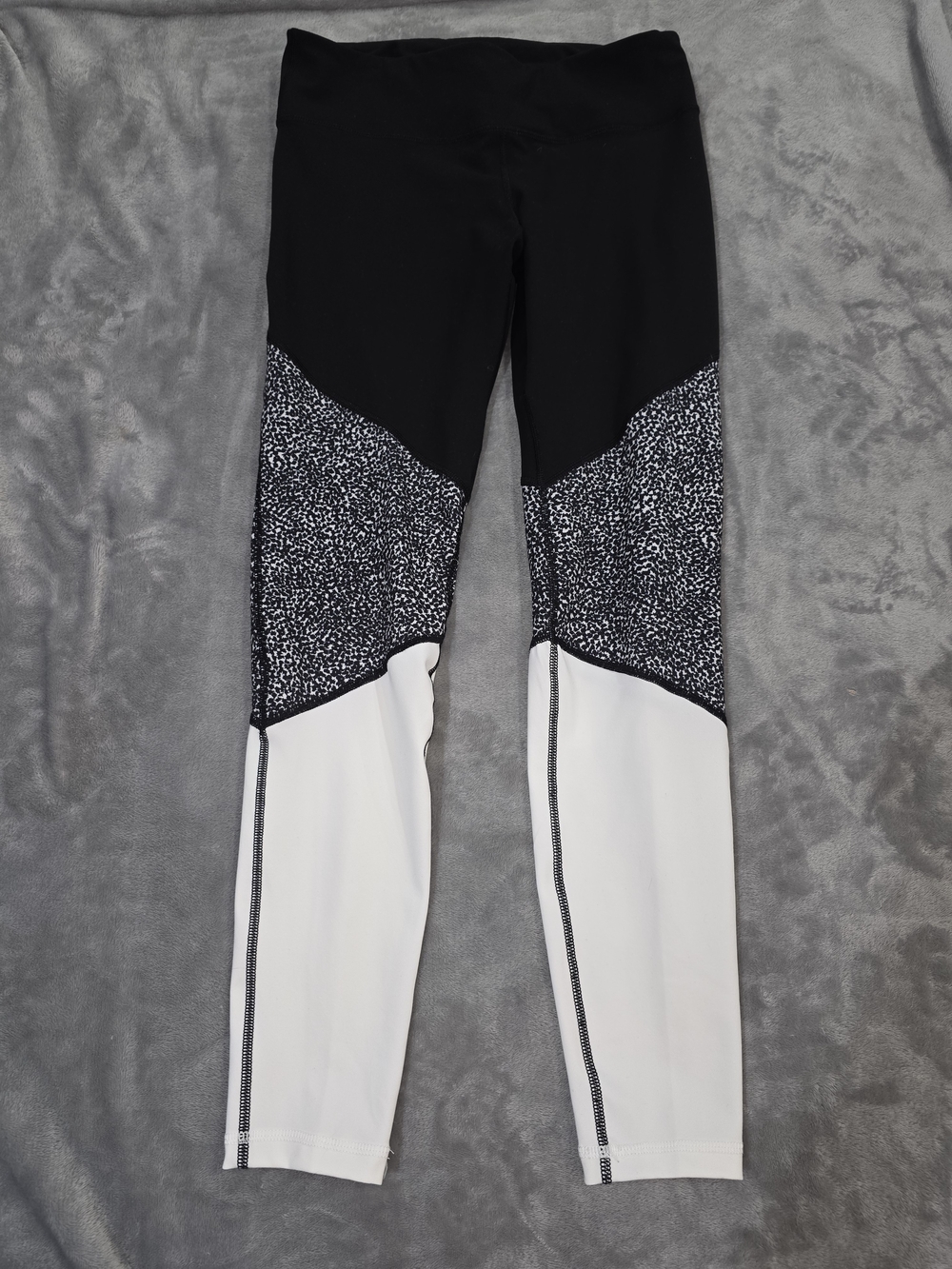 Old Navy Black, White and Speckled Colorblock Leggings